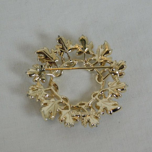 Sarah Coventry Garland Silver Gold Oak Leaf Circular Round Brooch Pin Vintage - Picture 4 of 6